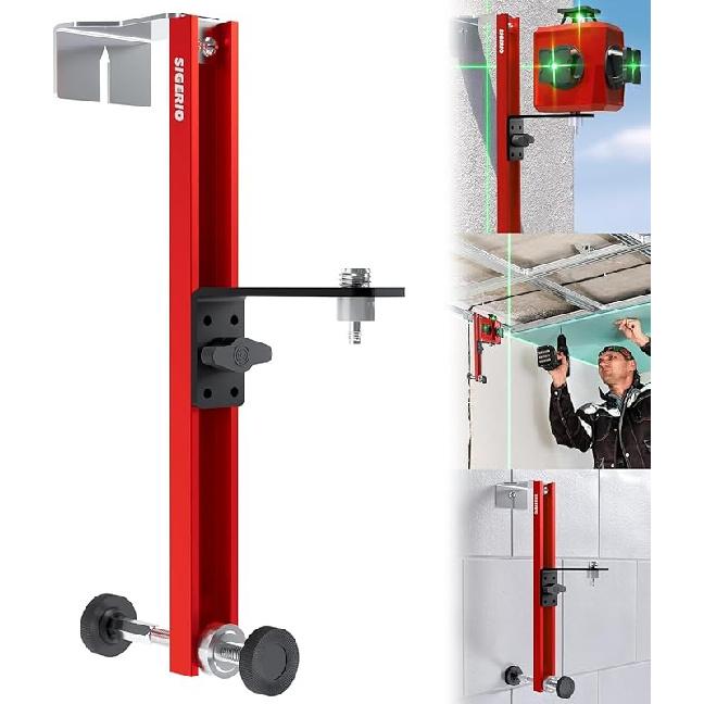 Laser Level Pole, Aluminum Alloy Laser Level Bracket, Adjustable Hanging Wall Laser Level Adapter, Decoration Ceiling Leveling Meter Wall Infrared