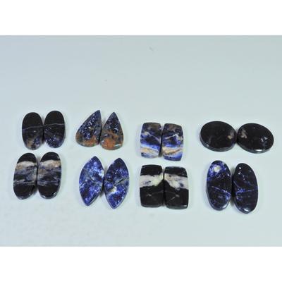 150Cts. Natural Sodalite Matched Pair Mix Cabachon Loose Gemstone 08Pair Lot C-2693
