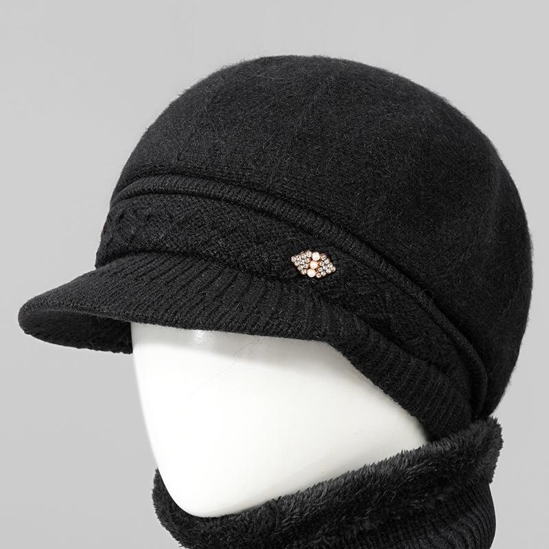 Kaninchenfell Strickwollmütze Kinder Herbst und Winter Vielseitig Winter Warm Kaltmütze Schirmmütze