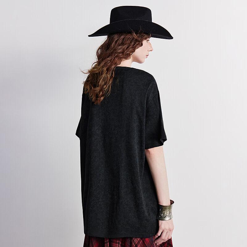 Chuyu Women's Rhinestone Wax Dye Cotton T-Shirt