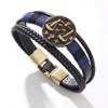 JMXD 12 Zodiac Punk Style Studded Leather Bracelet Hand-Woven Rope Zodiac Band Fashion Accessory Unisex Gift