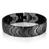 Wave Shape Titanium Steel Silver Sandblasted Magnetic Mens Bracelet with Detachable Buckle
