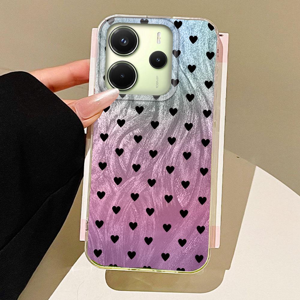 Black Full Screen Love Phone Cases Phone Case for Xiaomi Redmi 14C 13C 14T 13T A5 A4 A3 Note 14 13 Pro Shell Silicone Back Cover