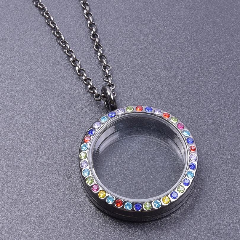 25/30/35/40 mm Locket Pendant Necklace For Women Men Accessories Rhinestone Cage Floating Locket Charms Necklaces Chain On Neck