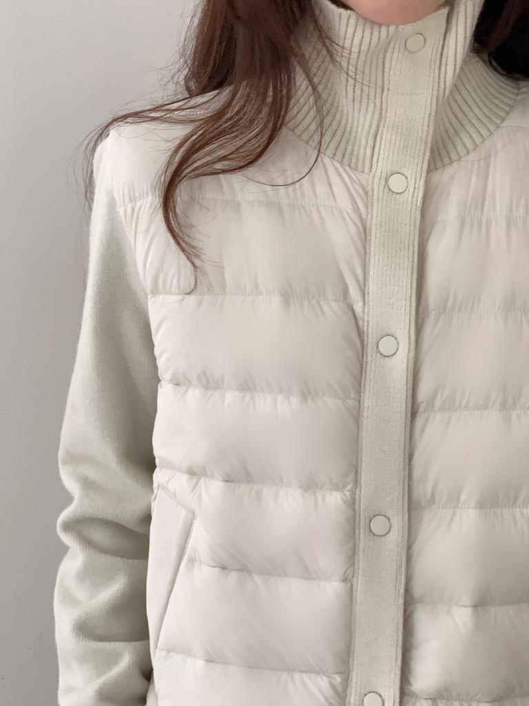 Winter stand-up collar knitted splicing down jacket women's 2025 new light and thin warm short jacket