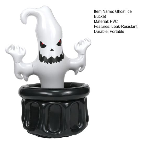 Inflatable Ghost Ice Bucket, Halloween Party Drink Tub, White Ghost Beverage Cooler for Decor, Outdoor Picnic Storage
