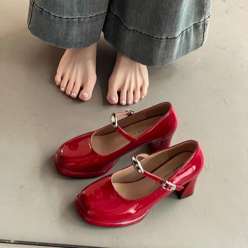 Popular commuter Mary Jane single shoes high heels women's 2025 new models with thick heels women's shoes temperament shallow mouth
