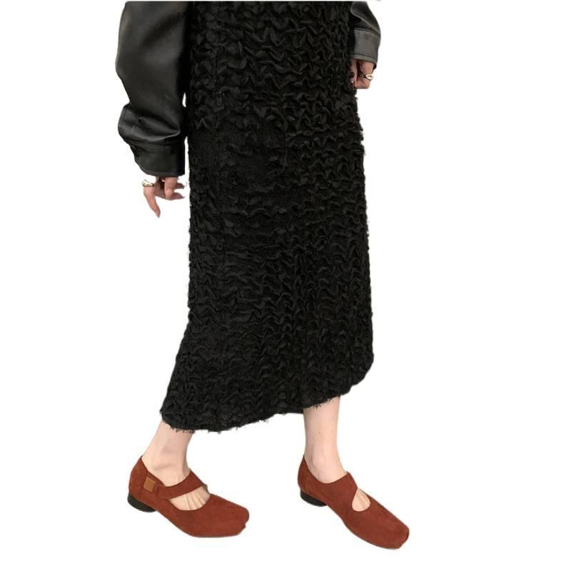 French retro square head light mouth thick heel single shoes women's spring and autumn new fairy casual word with Mary Jane small leather shoes