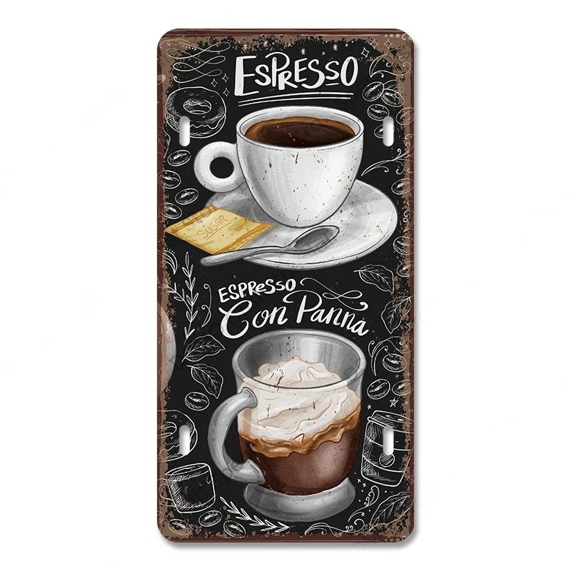 Coffee Licenses Vintage Metal Tin Signs Retro Plate Coffee Time Posters Plaques for Cafe Kitchen Living Room Home Wall Art Decor
