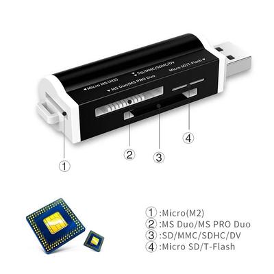 High Speed Multi Usb 2.0 All In One Memory Card Reader For  T-Flash Mmc Sdhc Ms Pro Duo Tf M2 Memory Stick