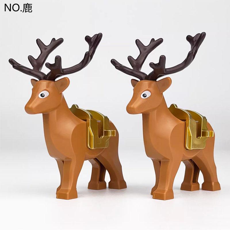 MOC Zwierzęta Zoo Klocki Słonie Tygrysy Słonie Małpy Łosie Niedźwiedzie Owce Wielbłąd Koń Krokodyl Lampart Mini Klocki DIY T11