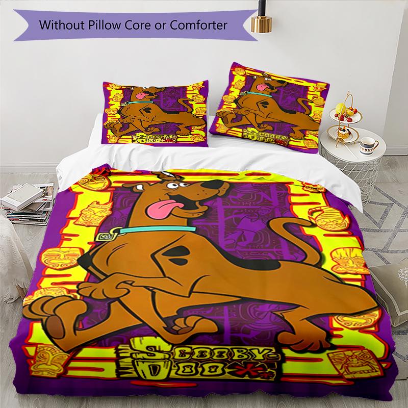 3pcs Scooby Doo pattern bedding set duvet cover set includes duvet cover &pillowcases, perfect all season bedroom decoration & gift