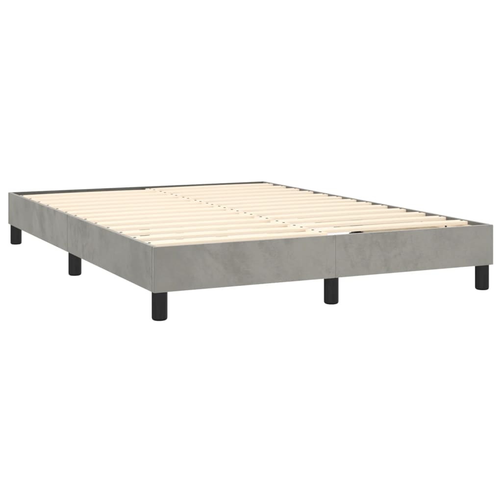 Box Spring Bed with Mattress Light Grey 140 X 200 Cm Velvet