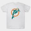 Men Black Print T-shirt Miami Dolphins 1990-1996 No-Cut Transfer Paper Print Cotton Tshirt