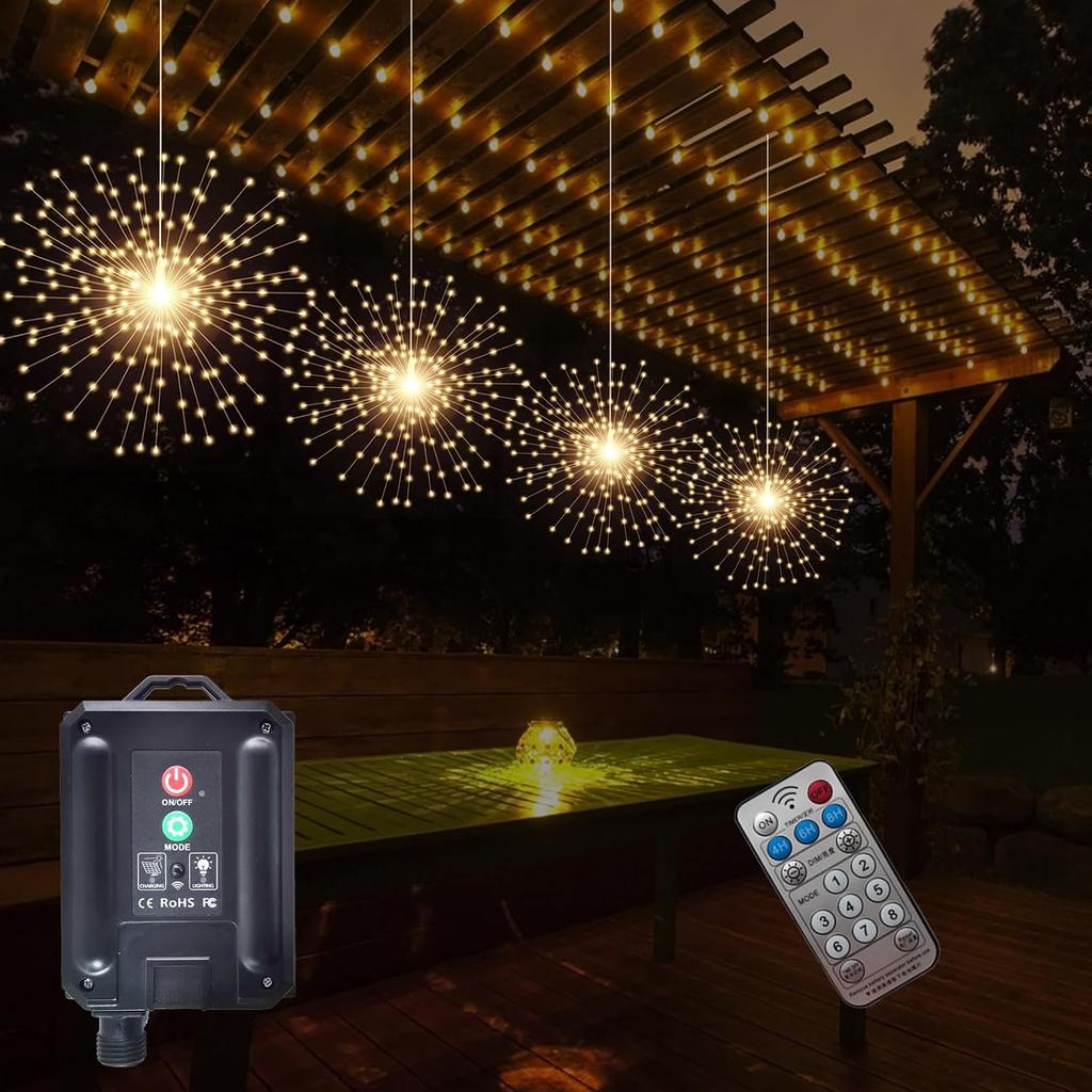SHUKAN Starburst Sphere Lights,2 Pack 200 LED Fireworks Light with Remote