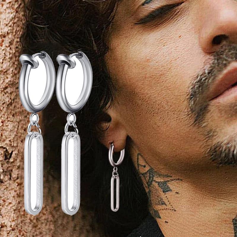Fashion Stainless Steel Blade Earrings Vintage Razor Hollow Drop Earrings Women Men Punk Jewelry Hip Hop Street Dangle Earrings