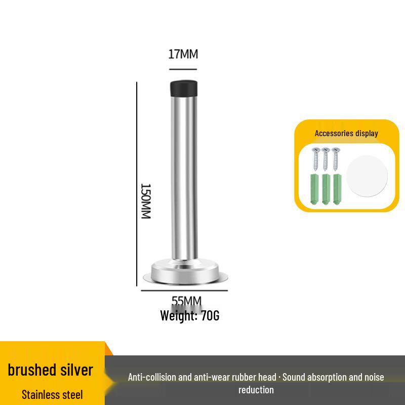Stainless Steel Anti-Collision Rubber Door Stopper for Glass and Entrance Doors