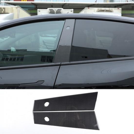 Carbon Fiber Window Center Pillar Trim Cover For Tesla Model 3/Y 16-22