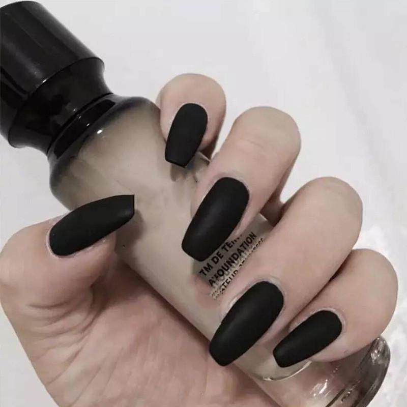 

Matte Black Frosted Ballet Press-On Nails - Finished Wearable Nail Tips