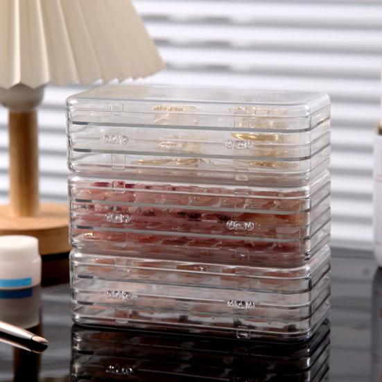 Clear Press on Nail Storage Box Folding Nail Art Storage Box Large Capacity Plastic Display Case for Press-On Nails & Tips