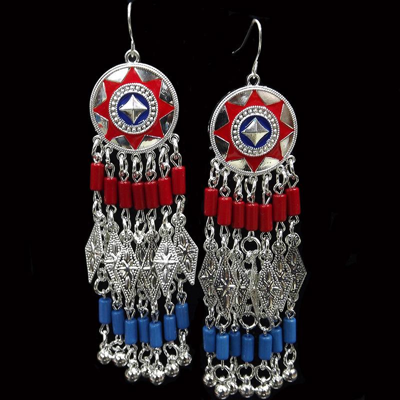 Серьги Landie в этническом стиле, преувеличенные, с бахромой, из фарфоровых бусин, популярные серьги И, серьги для девушки, богемные серьги