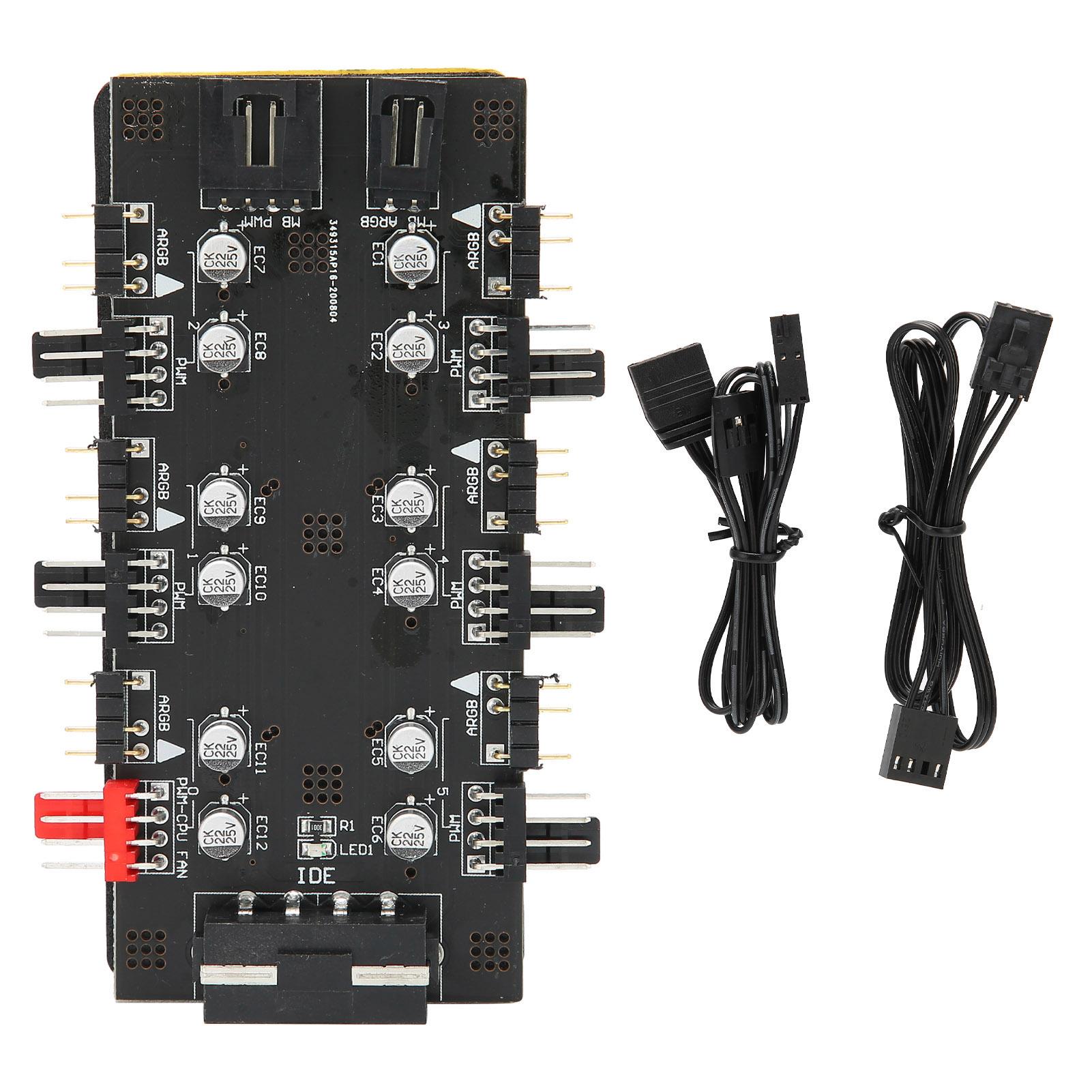 

6 Way Splitter Hub 4PIN PWM Speed Regulation 3PIN ARGB Light Control Expansion BoardIDE Interface