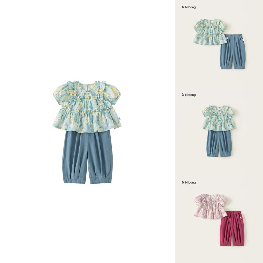 Girl Summer Floral Dress Set With Cotton Fabric For Children Aged 3 To 8 Years