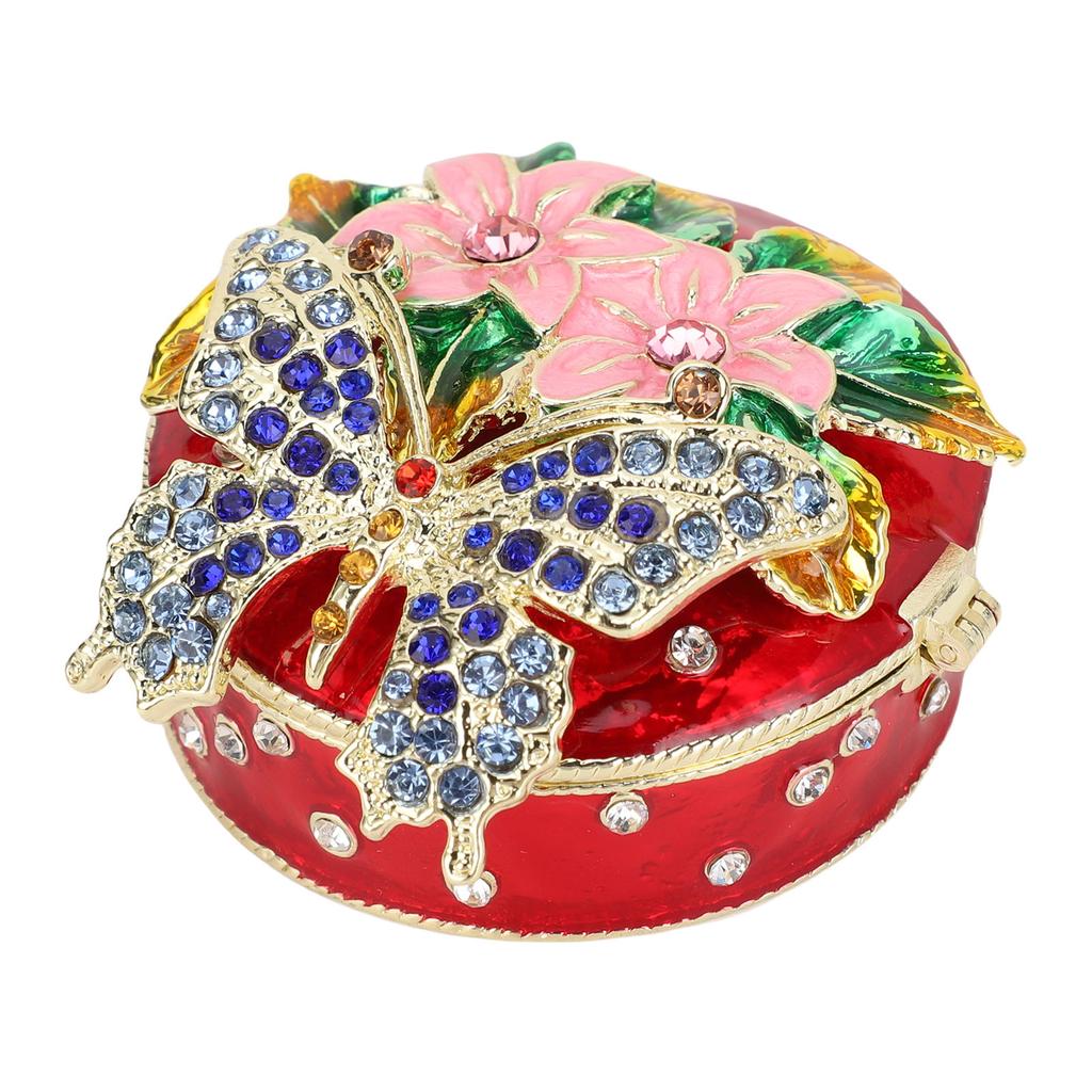 Butterfly Jewelry Box Metal Elegant Enameled Trinket Storage Box for Bathroom Bedroom Home Decor