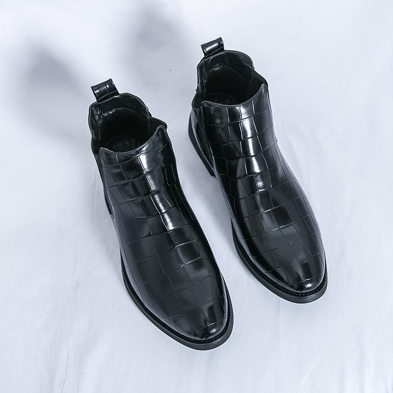 

Мода Модные тенденции Заостренные Деловой кэжуал Челси Мужские ботинки 2025 Британский стиль Удобные Противоскользящие Износостойкие Кожаные Ботильоны 38 чёрный