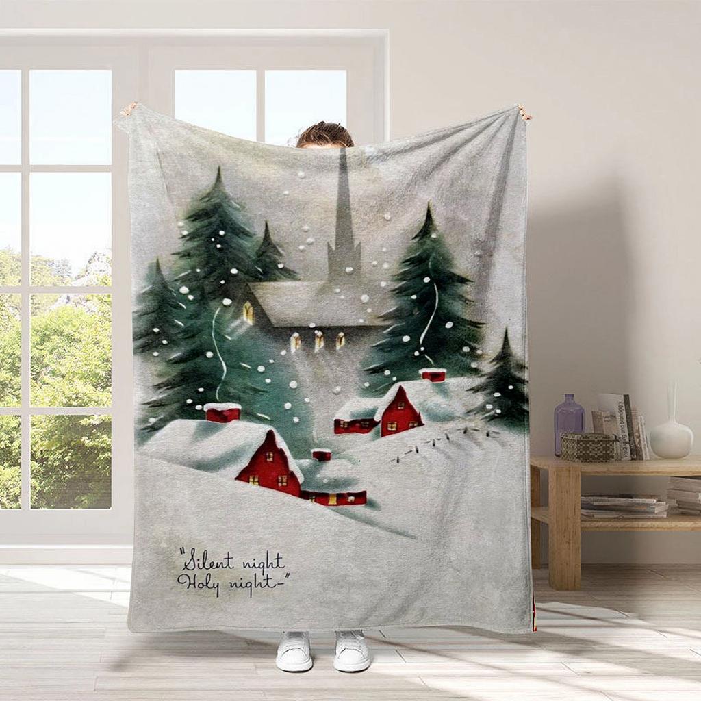 Christmas Cartoon Series Printed Blanket for Sofa Travel Camping Living Room Office Conditioning Blanket for All Seasons Gifts