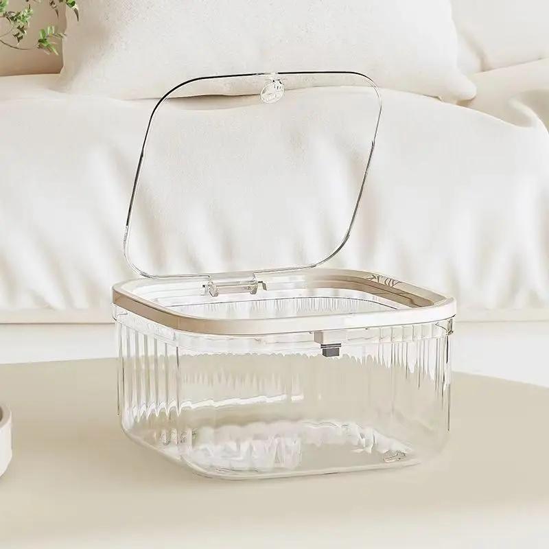 Mini Desktop Trash Can Transparent Countertop Waste Bin Household Bedroom Bedside Garbage Storage Bathroom Supplies