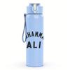 1PC Muhammad ali boxer vintage text print 750ml colorful plastic sports water bottle leakproof pop up lid with straw for outdoor work home use