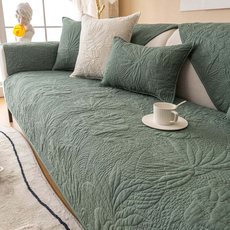 

Подушка для дивана Чистый хлопок Круглый год Простой тканевый Хлопковые подушки для сиденья Современный Нейтральный Чехол Ткань Спинка Противоскользящий Чехол для дивана Накидка FL tropical rainforest-dark green 70*70cm