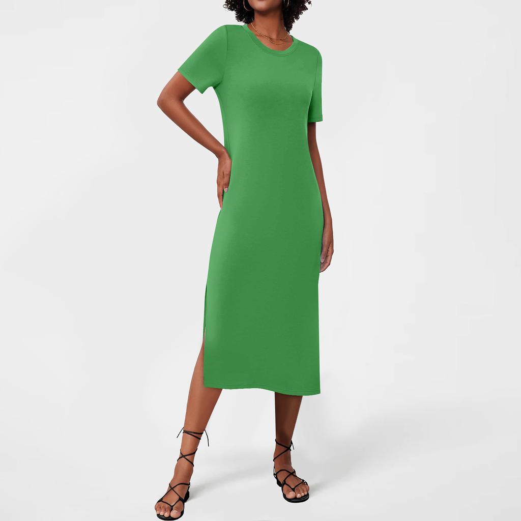 Women's Flowing Dresses Women's Summer Dresses Casual Round Neck  Long Dresses Cute Floral Long Dresses