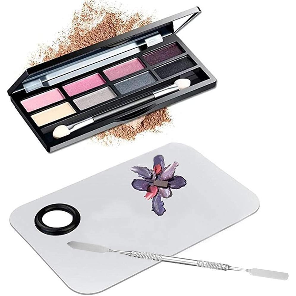 Cosmetics Mixing Palette 11.5x7.5 Cm Silver UBX with Knurled Handle Professional Makeup Tool