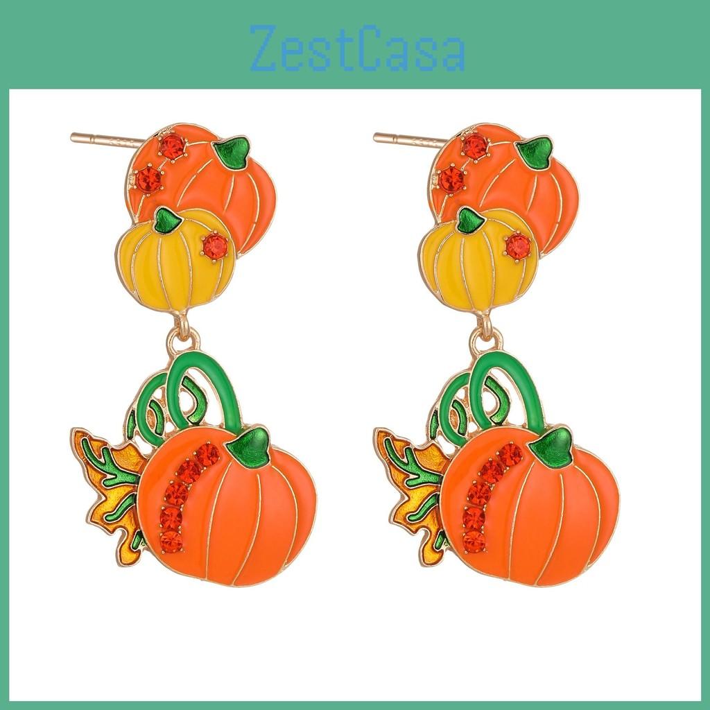 Fun Playful And Alloy Pumpkin Earrings With Cartoon Design For Halloween Celebrations For Women