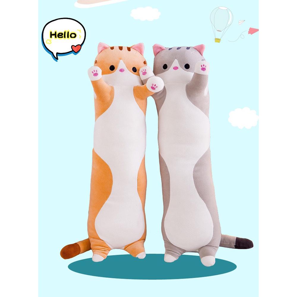 Throw Pillow  Cute Cartoon Long Cat Shaped Doll  Plush  Sleeping Decorative Gift