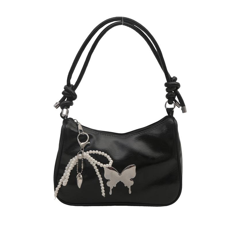 

Трендовая сумка женская 2024 осень новая корейская версия модная высококачественная сумка подмышкой нишевая простая повседневная сумка-мессенджер чёрный