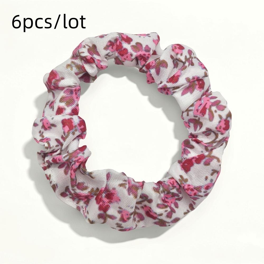 6pcs/lot Scrunchies for Hair Elastic Scrunchy Women Small Chiffon Floral Fabric Fashion Cute Daisy Garden Vocation