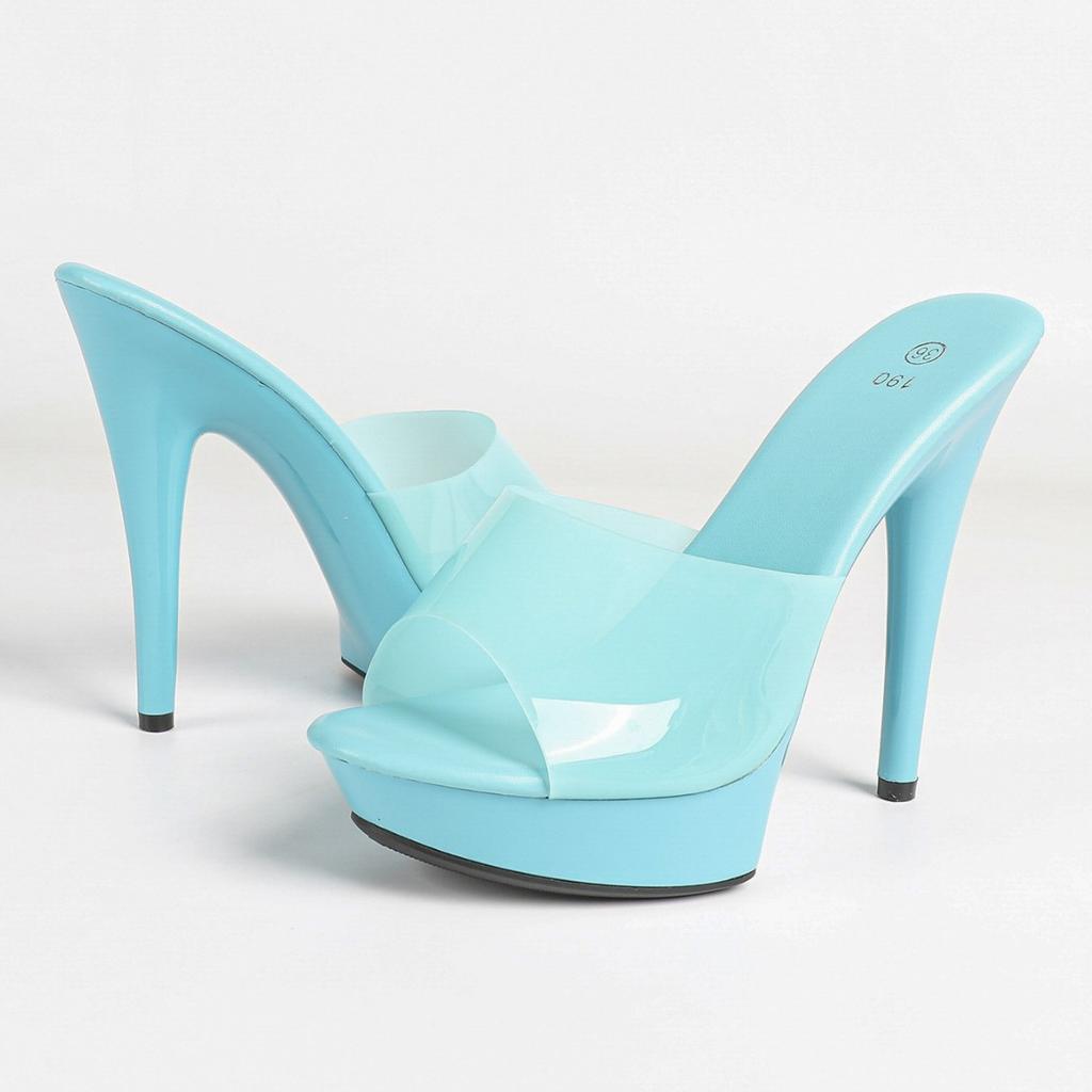 Women One Strap Heeled Slides, 13CM Thin High Heels, Sexy Open Toe Summer Fashion Party Sandals,Ladies Slip-on Mule Shoes