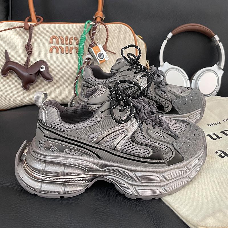 Silver Daddy shoes women's new spring and summer mesh lightweight women's shoes heightening casual sneakers