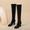 Krazing Pot Microfiber Round Toe High Heels Over-the-knee Boots Size 46 Size 45 Slip On Plus Size Women Over-the-knee Boots
