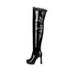 Plus Size Platform Super High Thick Heel Lace Women's Knee High Boots Side Zipper Breathable Sexy Sweet Long Boots