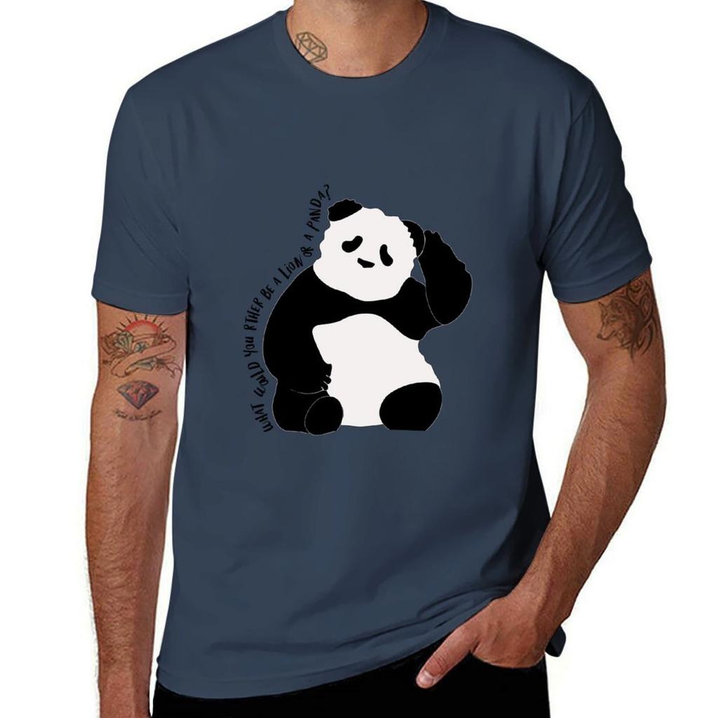 What Would You Rather Be a Lion or Panda TShirt Novelty Print Casual Tee Shirt