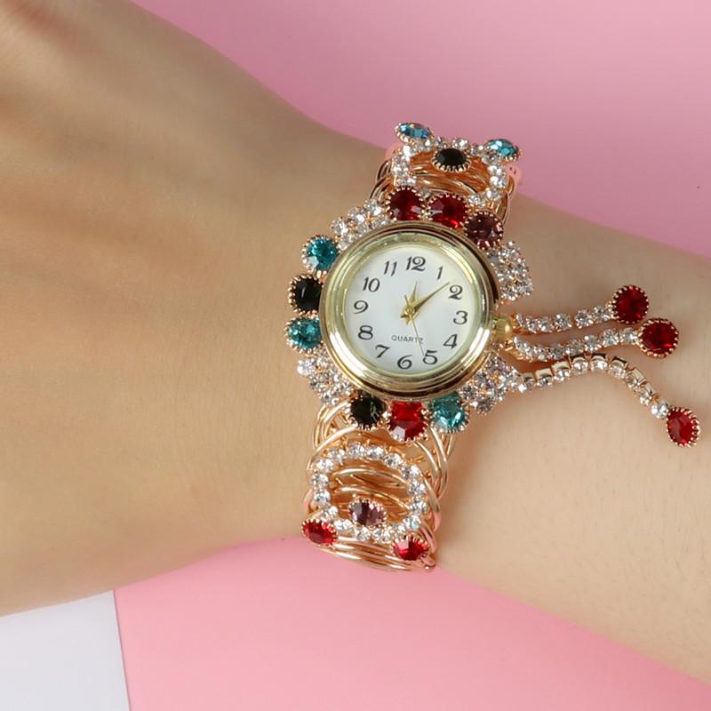 SOK Women's Retro Rhinestone Tassel Bracelet Watch - Trendy European, American, and Korean Style