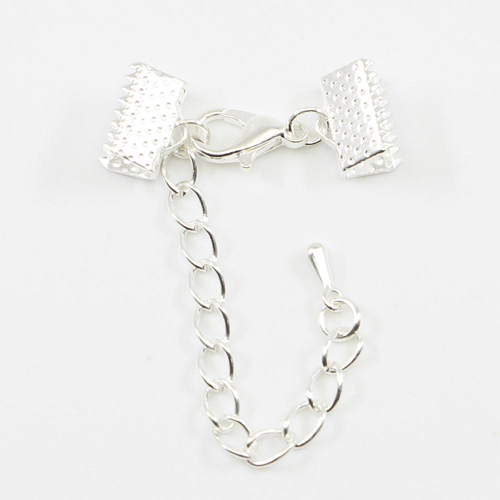 10Pcs Ribbon Leather Cord End Fastener Clasps Extender Chain Lobster Clasps Connectors For Jewelry Making Diy Bracelet Findings