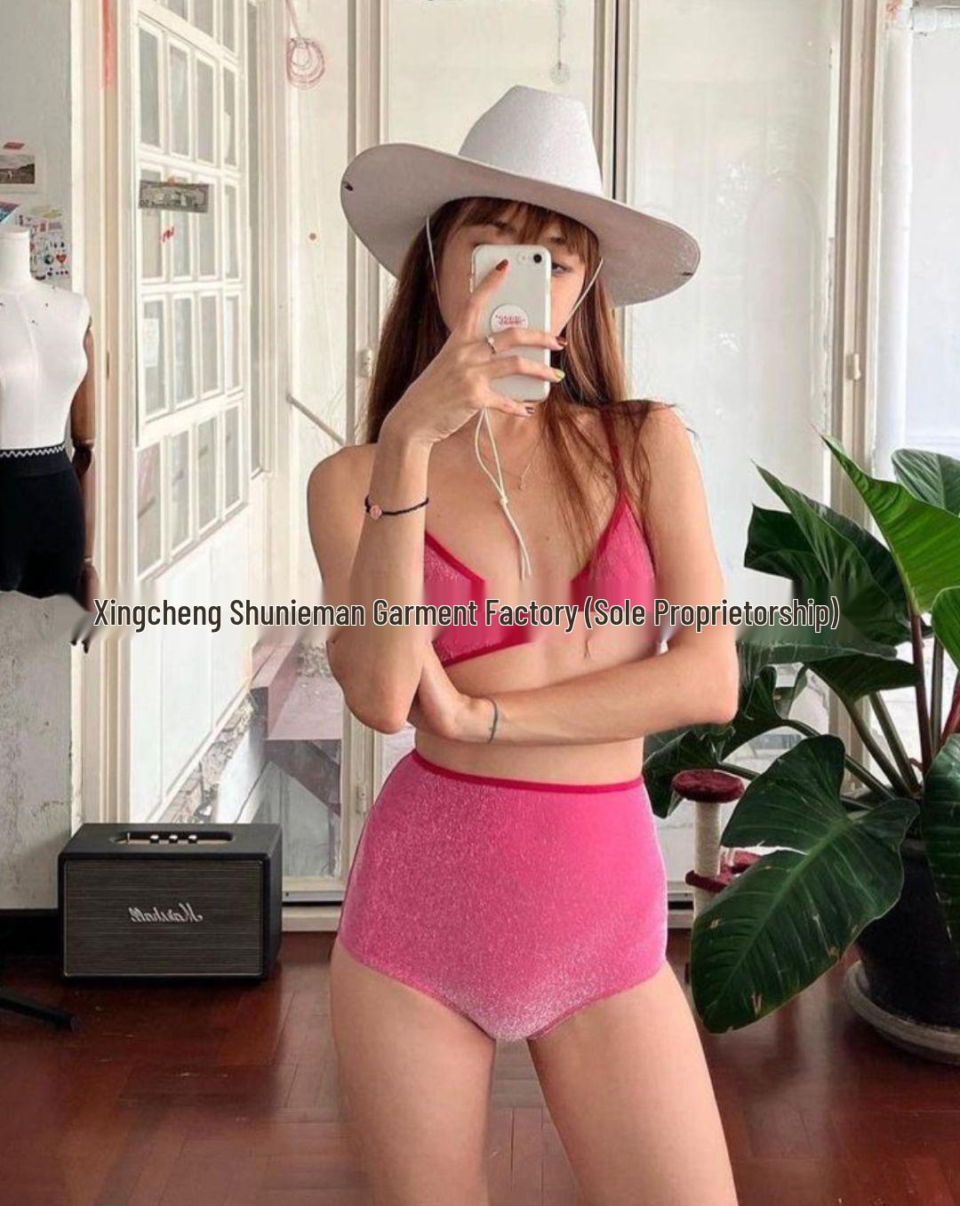 

Женское бикини с высокой талией и эффектом пуш-ап: Сексуальный купальник с открытой спиной, контролем живота, однотонный Extra Large розы красного