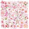 50PCS Cute Pink Flower PET Sticky Sticker Aesthetic Tear Open DIY Decoration Scrapbooking Stationery Supplies