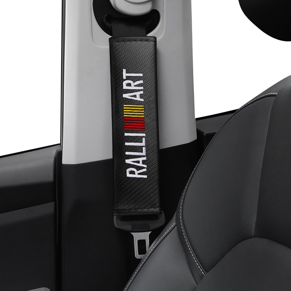 wzvc4 2PCS Carbon Fiber Seat Belt Cover Comfortable Car Shoulder Protector Interior Accessories For Mitsubishi Ralliart L200 Outlander