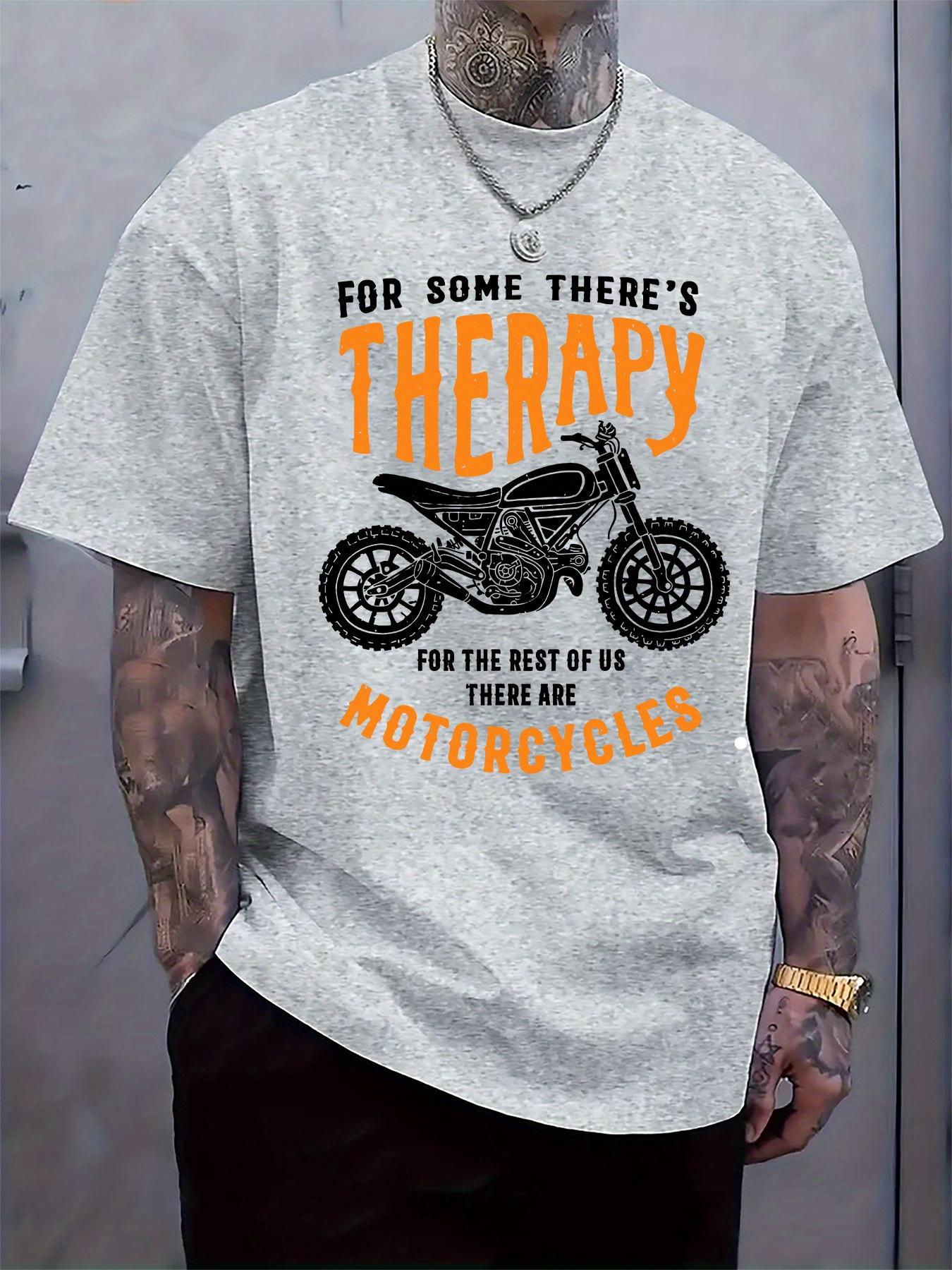 Motorcycle Relax Graphic T-shirt - Bold Orange Print on Black XXXL